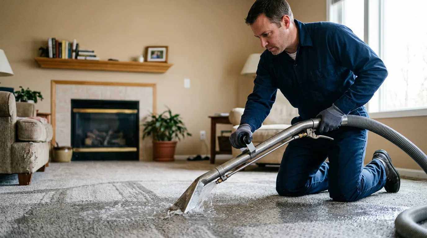 Water damage restoration technician working near East Leroy, MI